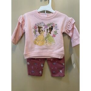 Disney Baby Girls' Princess Bell & Tiana Long Sleeve Sweatsuit Set 3 Months NWT
